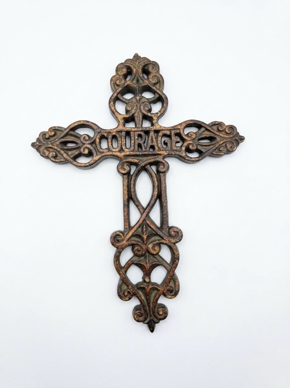 Courage Decorative Wall Cross in Antique Bronze